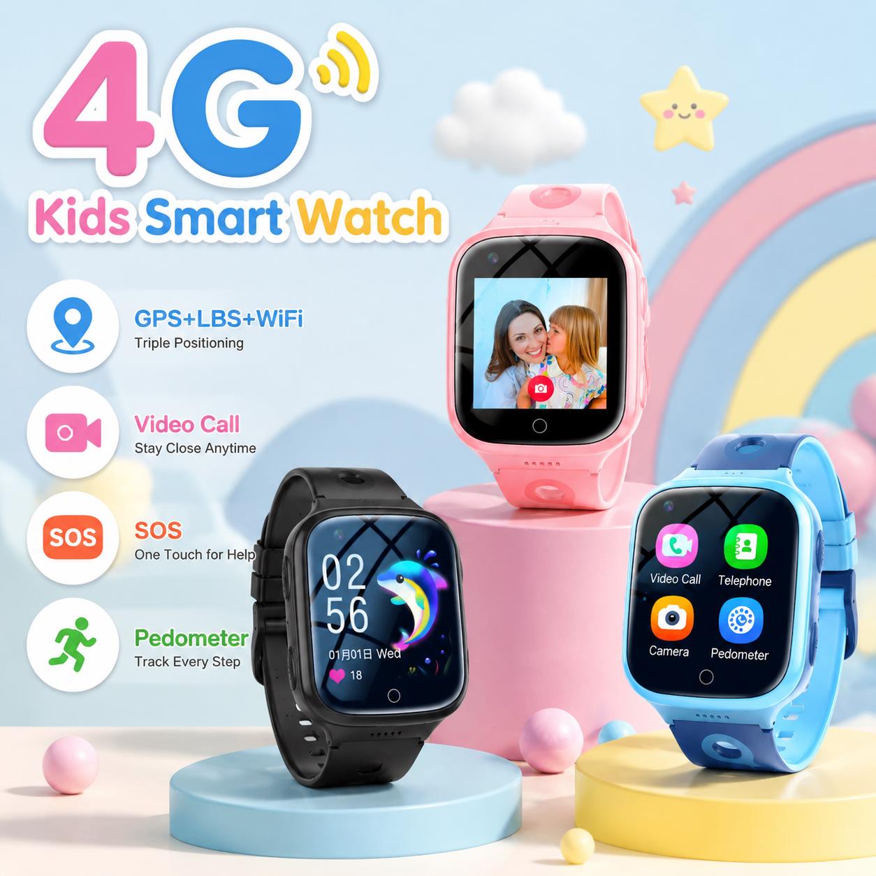 Детские умные часы с 4G, GPS-т – обзор и цена Smartwatch Watches For 12 Year Old Boy